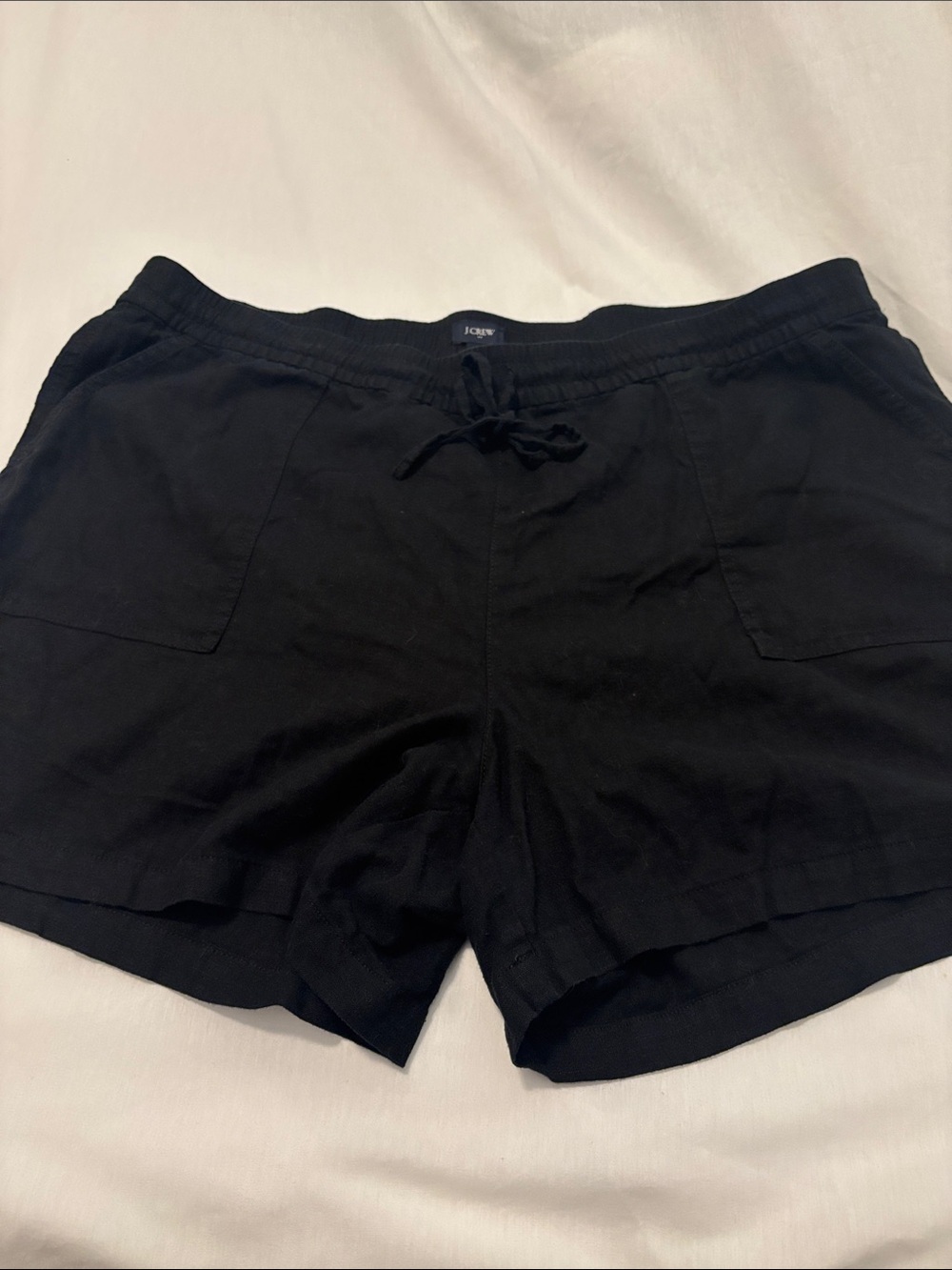 J. Crew Black Drawstring Linen Blend Shorts SZ XXL pockets oversized high waist